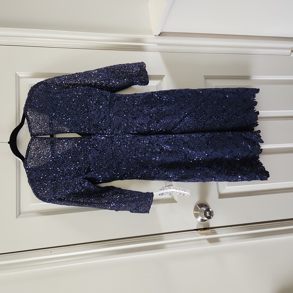 NWT Kay Unger Sequin Lace V-Neck Sheath Dress - Picture 8 of 10